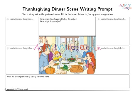 Thanksgiving Dinner Scene Writing Prompt Worksheet