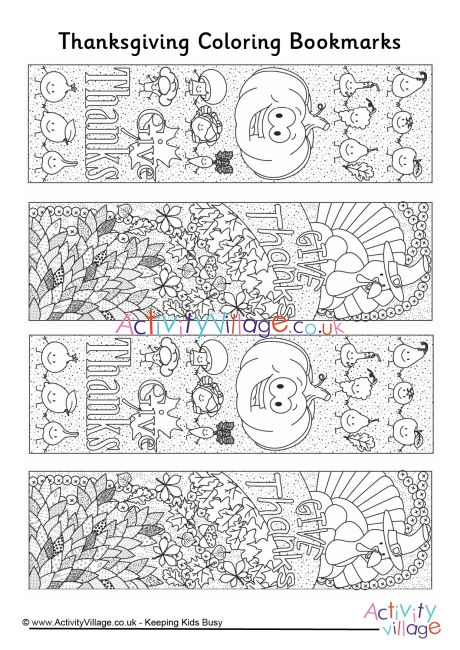 Thanksgiving doodle colouring bookmarks