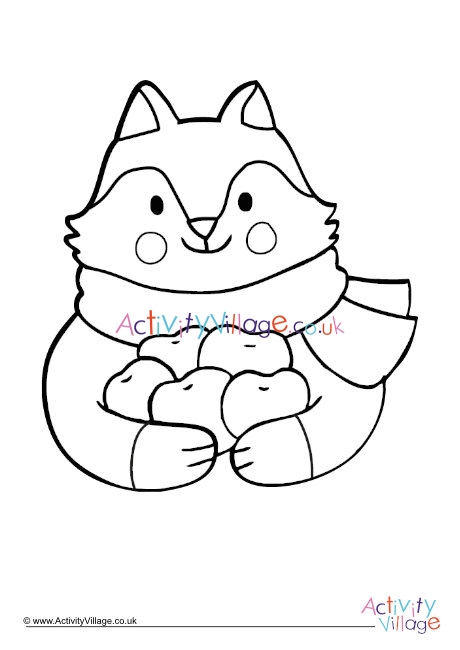 Thanksgiving fox colouring page