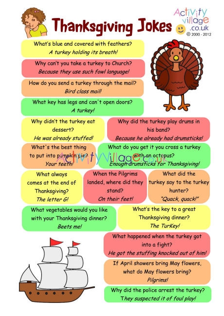 Thanksgiving jokes printable