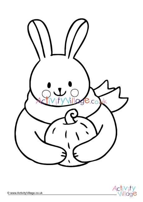 Thanksgiving rabbit colouring page