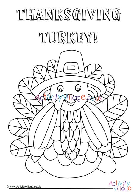 Thanksgiving turkey colouring page