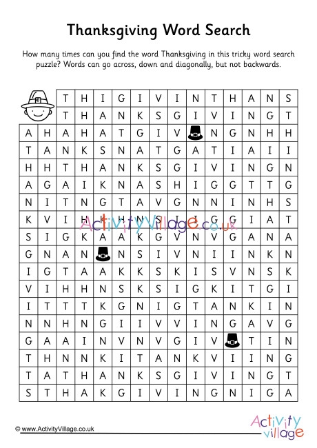 Thanksgiving Word Search 3