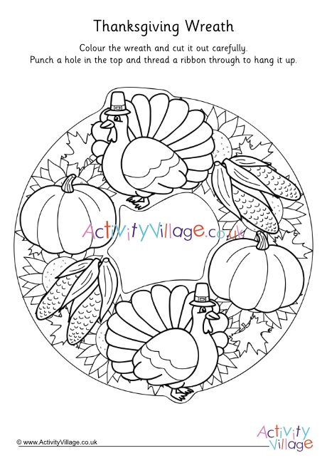 Thanksgiving Wreath Colouring Page
