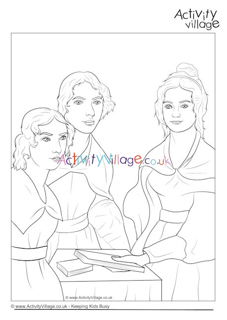 The Brontë Sisters colouring page