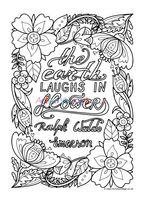 The earth laughs in flowers colouring page