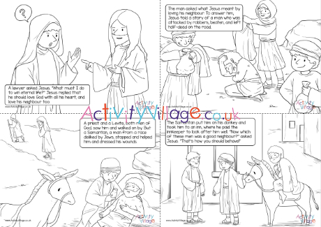 The Good Samaritan Colouring Pages Captioned