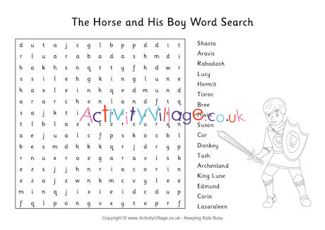the horse and his boy word search boy word