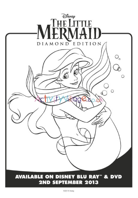 The little mermaid colouring page 3