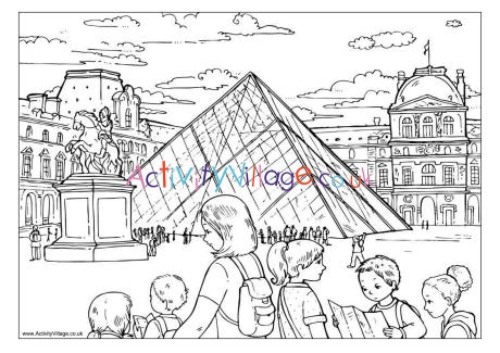 The Louvre colouring page