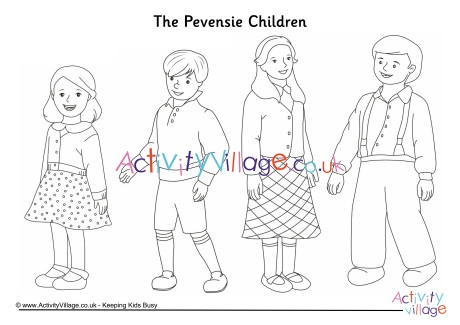 The Pevensie children colouring page