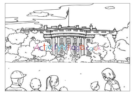 The White House colouring page