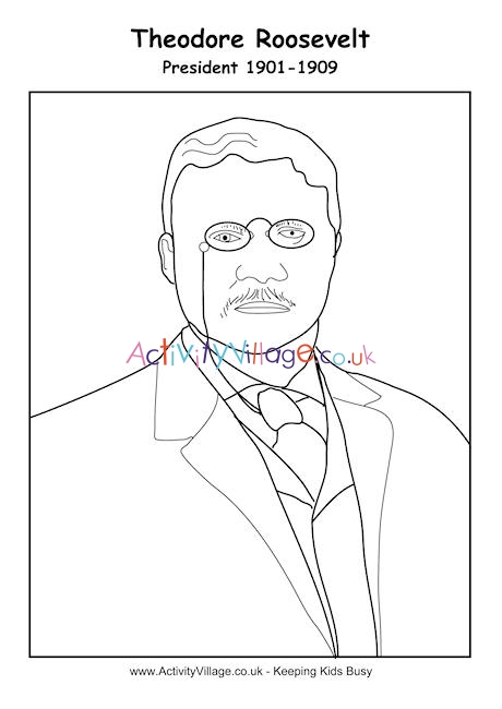  Theodore Roosevelt colouring page 2