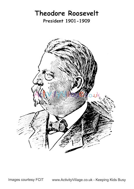  Theodore Roosevelt colouring page 1