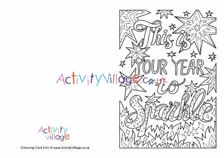 This is your year to sparkle colouring card