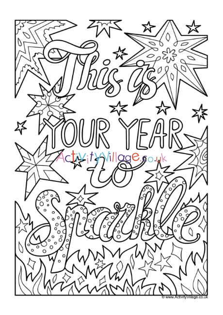 This is your year to sparkle colouring page