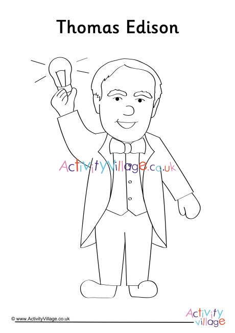 Thomas Edison Colouring Page