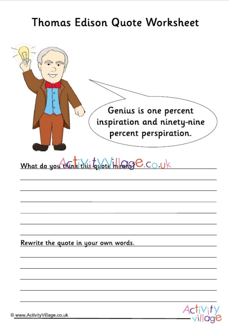 Thomas Edison Quote Worksheet