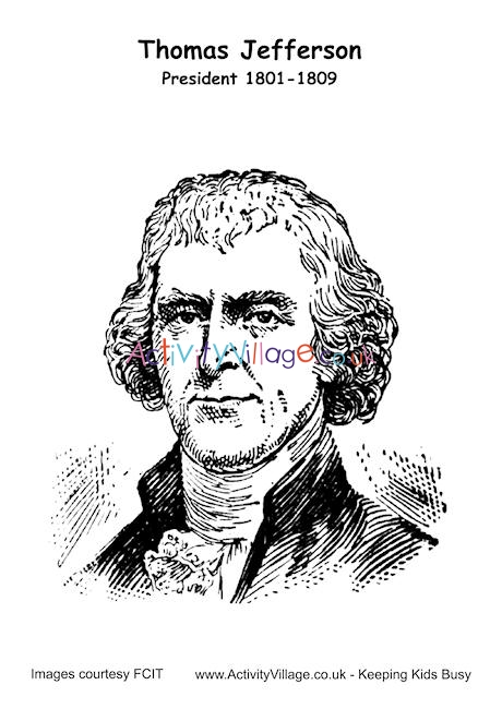 Thomas Jefferson colouring page