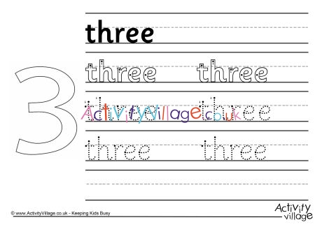 Three handwriting worksheet