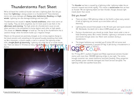 Thunderstorms fact sheet