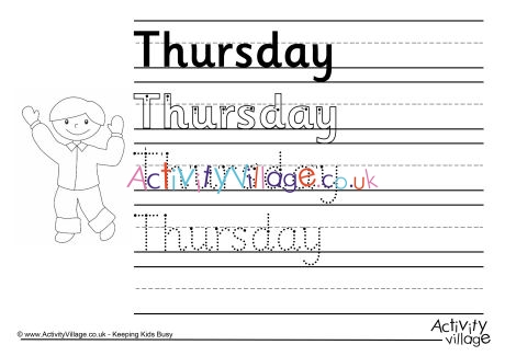 Thursday handwriting worksheet