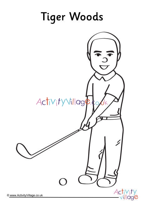 Tiger Woods Colouring Page