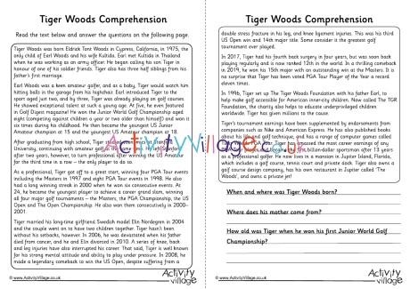 Tiger Woods Comprehension