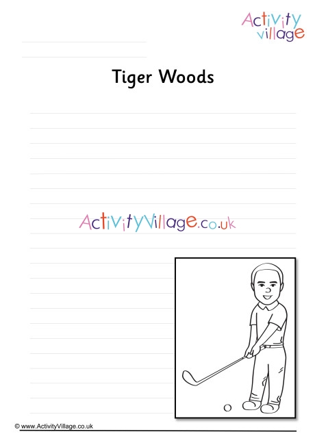 Tiger Woods Writing Page