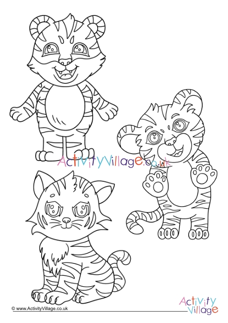 Tigers colouring page 2