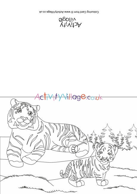 Tigers Scene Colouring Card