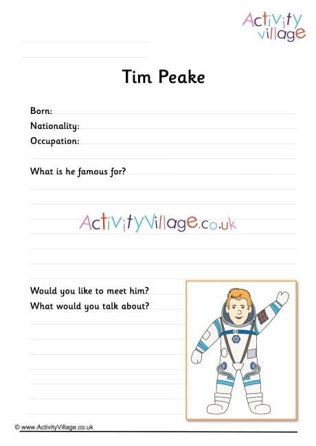 Tim Peake Worksheet 