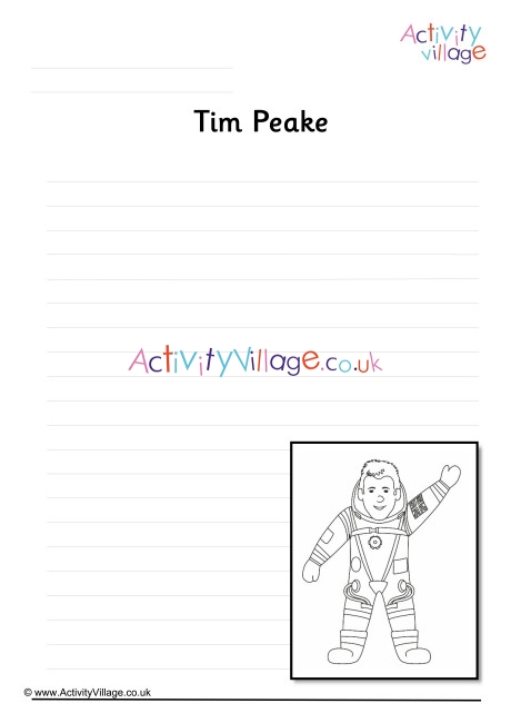 Tim Peake Writing Page