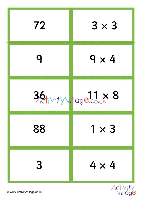 Times table dominoes stage 2