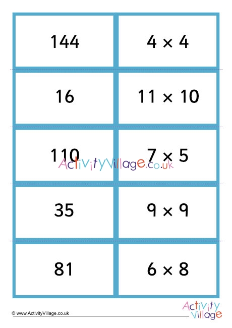 Times table dominoes stage 5