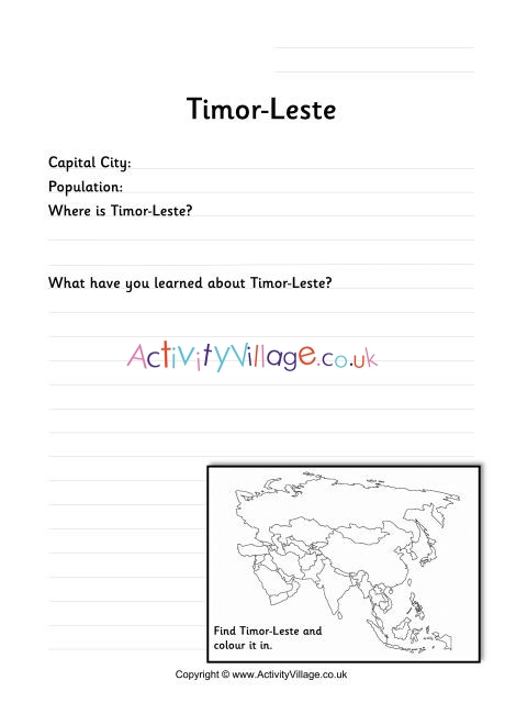 Timor Leste Worksheet
