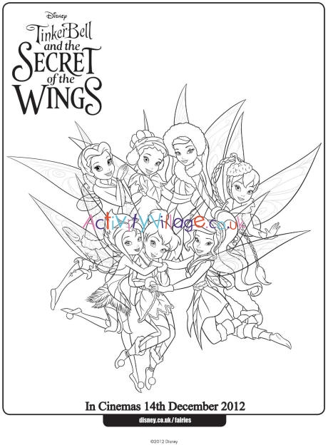 tinkerbell and fairies colouring page