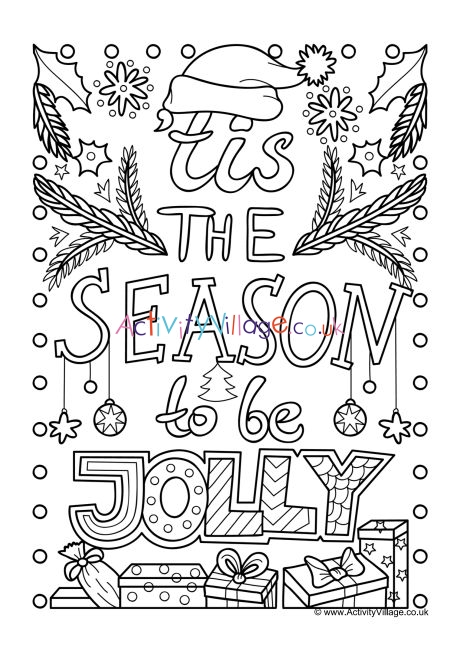 'Tis the season to be jolly colouring page