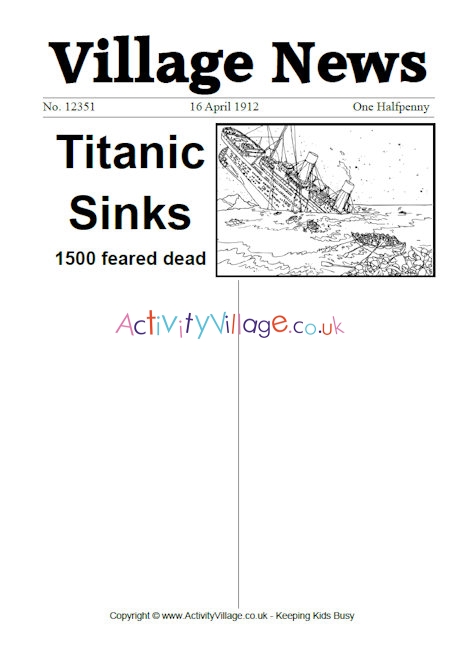 Titanic newspaper worksheets
