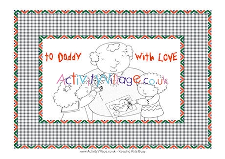 To daddy with love colouring page