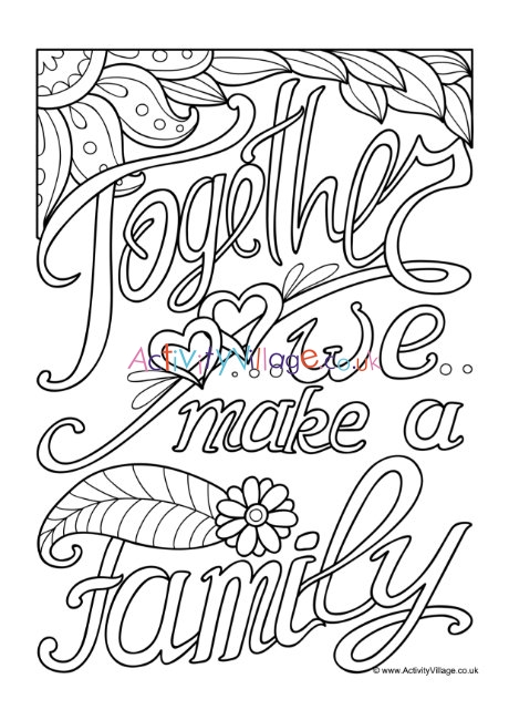 Together we make a family colouring page