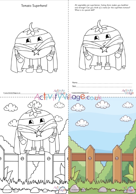 Tomato Superhero colouring set