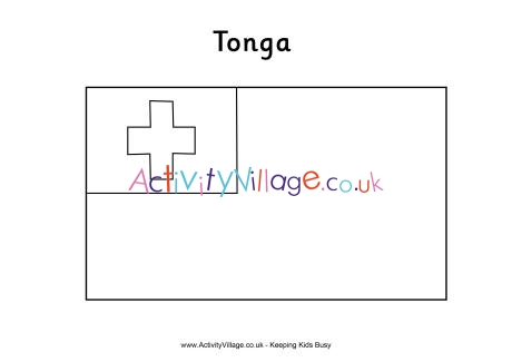 Tonga flag colouring page