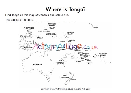 Tonga location worksheet