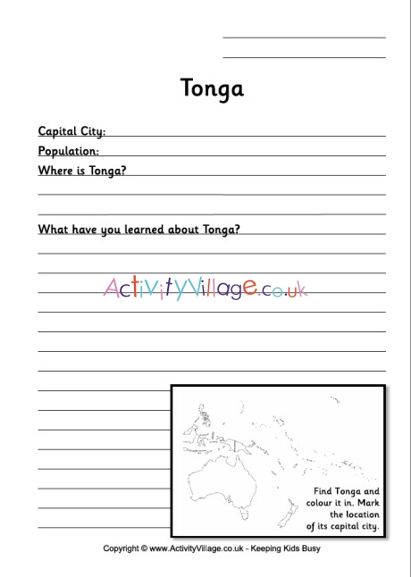 Tonga worksheet