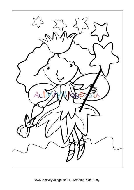 Tooth fairy colouring page