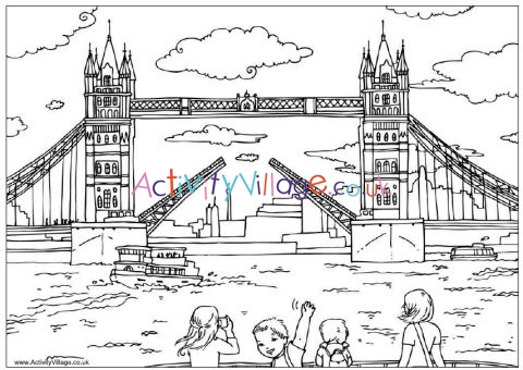 Tower bridge colouring page