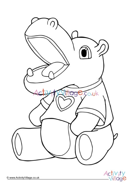 Toy Hippo Colouring Page