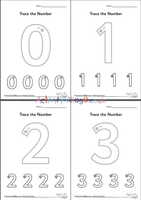 trace the number worksheets 0 to 10