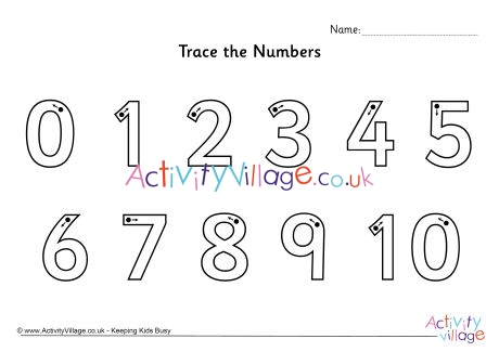Trace the numbers 0 to 10